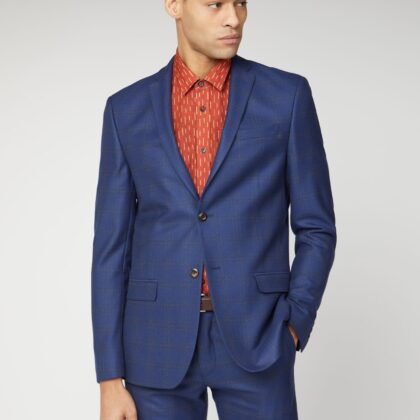 Blue Orange Check Slim Suit Jacket 36S Blue by Ben Sherman GBP53.0000 - Grab Your Coat!