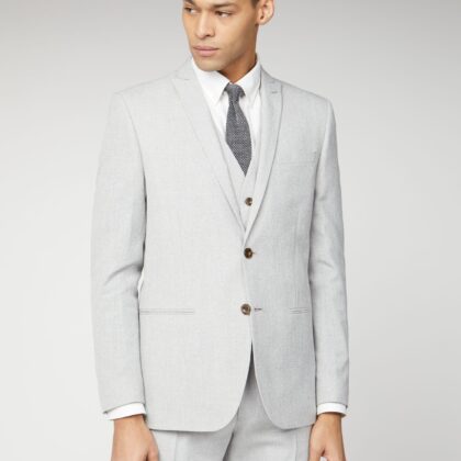 Cool Grey Texture Slim Fit Suit Jacket 42R Light Grey by Ben Sherman GBP105.0000 - Grab Your Coat!