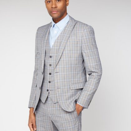 Grey Orange Bold Check Skinny Fit Suit Jacket 40S Blue by Ben Sherman GBP44.0000 - Grab Your Coat!