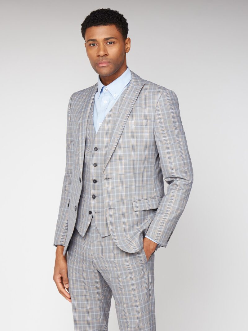 Grey Orange Bold Check Skinny Fit Suit Jacket 40S Blue by Ben Sherman GBP44.0000 - Grab Your Coat!