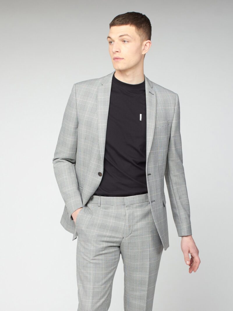 Grey Pink Prince of Wales Check Slim Fit Jacket 38R Grey by Ben Sherman GBP60.0000 - Grab Your Coat!