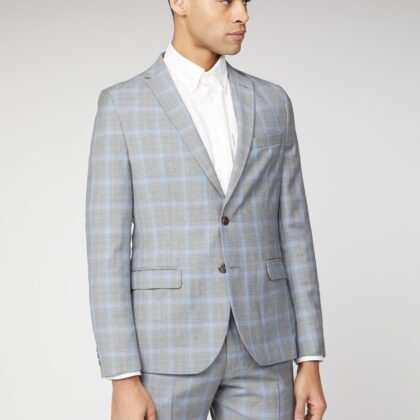 Ice Grey Blue Check Camden Fit Suit Jacket 38R Light Grey by Ben Sherman GBP195.0000 - Grab Your Coat!