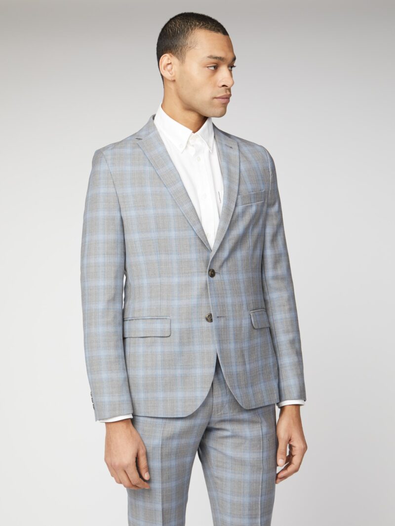 Ice Grey Blue Check Camden Fit Suit Jacket 38R Light Grey by Ben Sherman GBP195.0000 - Grab Your Coat!