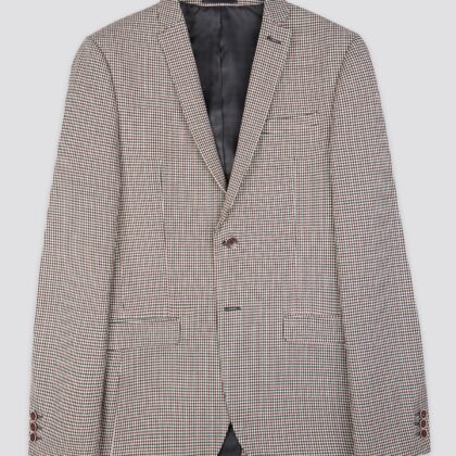 Red Black Puppytooth Slim Fit Jacket 40L Red by Ben Sherman GBP124.0000 - Grab Your Coat!