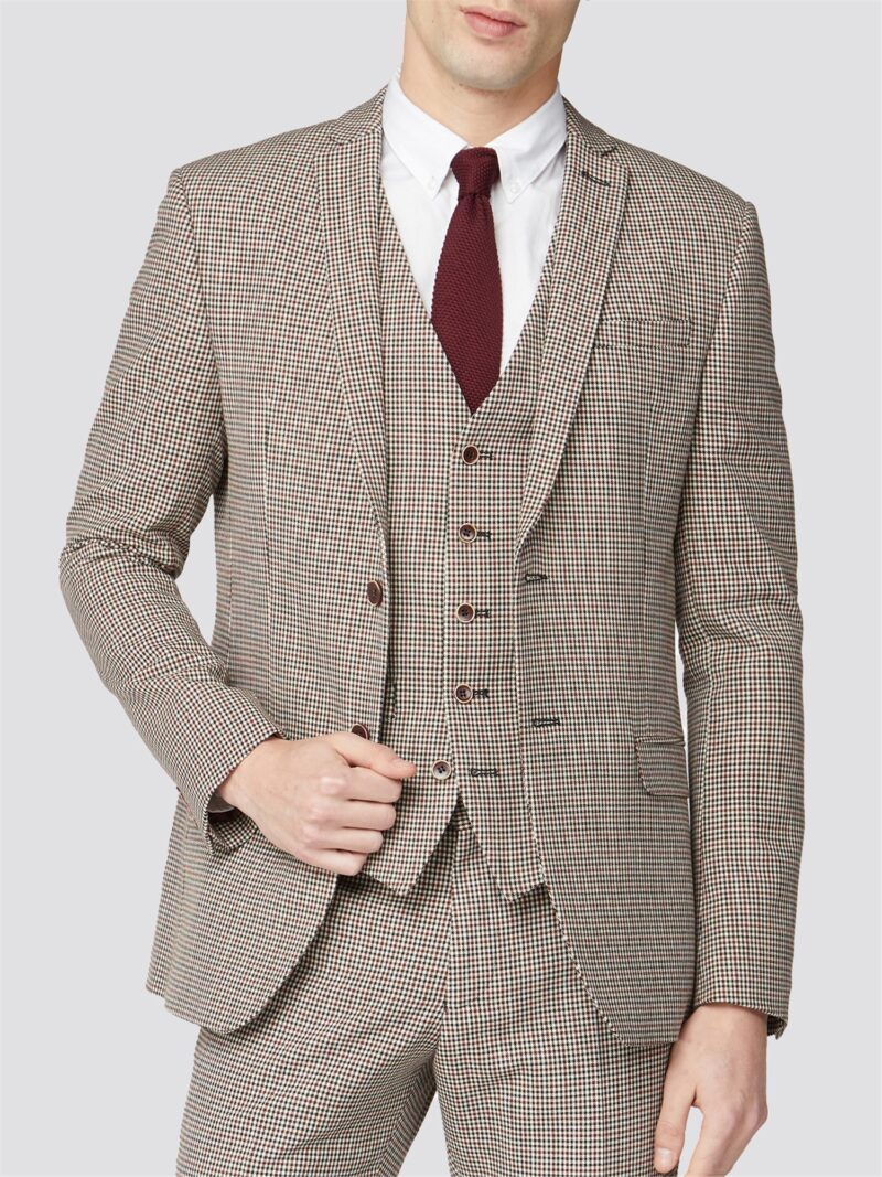 Red Black Puppytooth Slim Fit Suit Jacket 36R Red by Ben Sherman GBP92.0000 - Grab Your Coat!