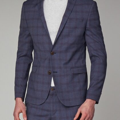 Slate Chambray Check Skinny Fit Suit Jacket 40R Slate by Ben Sherman GBP30.0000 - Grab Your Coat!