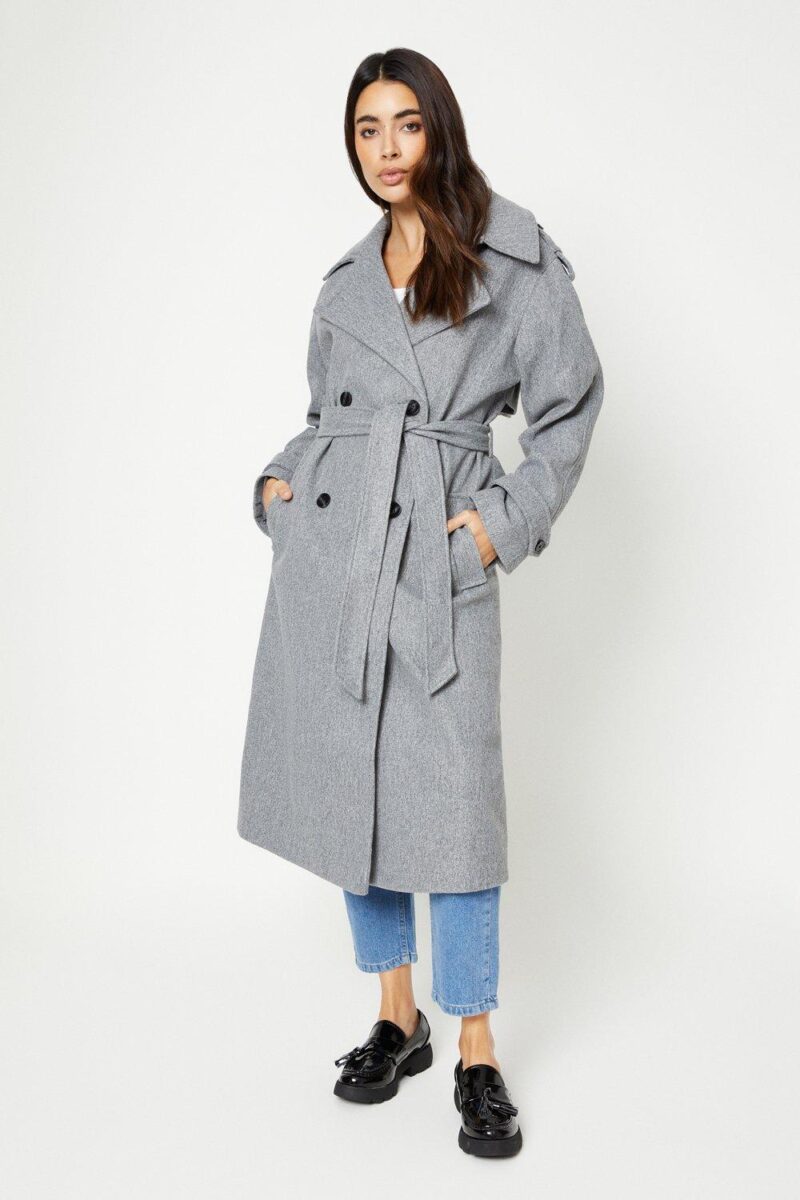 Dorothy Perkins Womens Belted Wool Look Trench Coat by Dorothy Perkins UK GBP49.50 - Grab Your Coat!