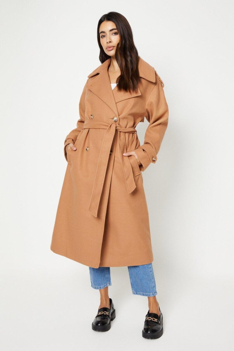 Dorothy Perkins Womens Belted Wool Look Trench Coat by Dorothy Perkins UK GBP49.50 - Grab Your Coat!