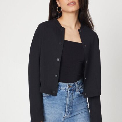 Dorothy Perkins Womens Button Front Bomber Jacket by Dorothy Perkins UK GBP45.00 - Grab Your Coat!