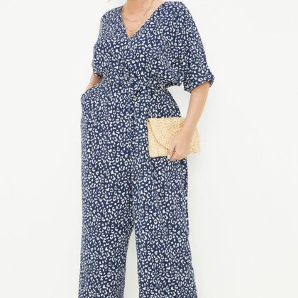 Dorothy Perkins Womens Curve Navy Animal Wrap Jumpsuit by Dorothy Perkins UK GBP22.50 - Grab Your Coat!