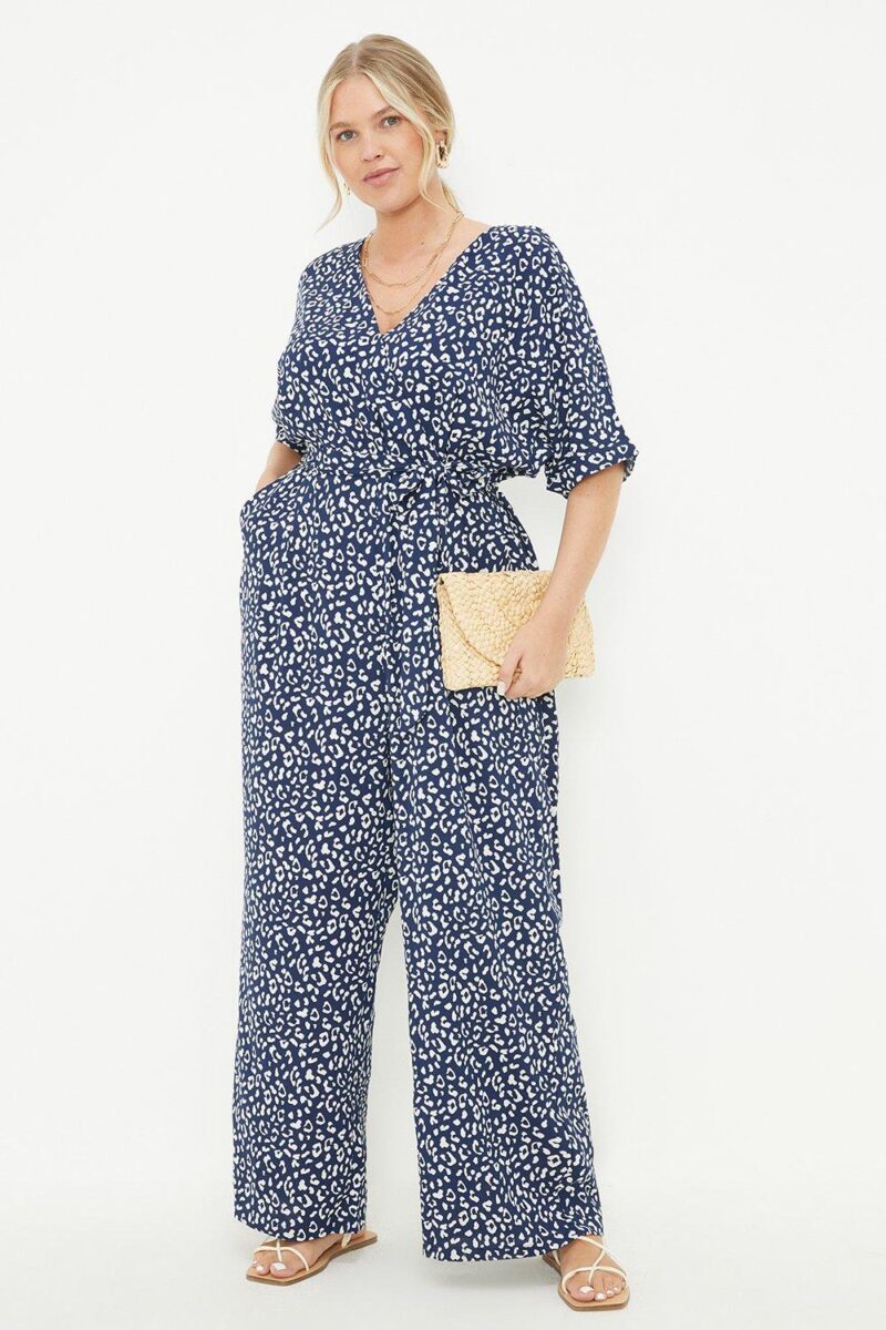 Dorothy Perkins Womens Curve Navy Animal Wrap Jumpsuit by Dorothy Perkins UK GBP22.50 - Grab Your Coat!