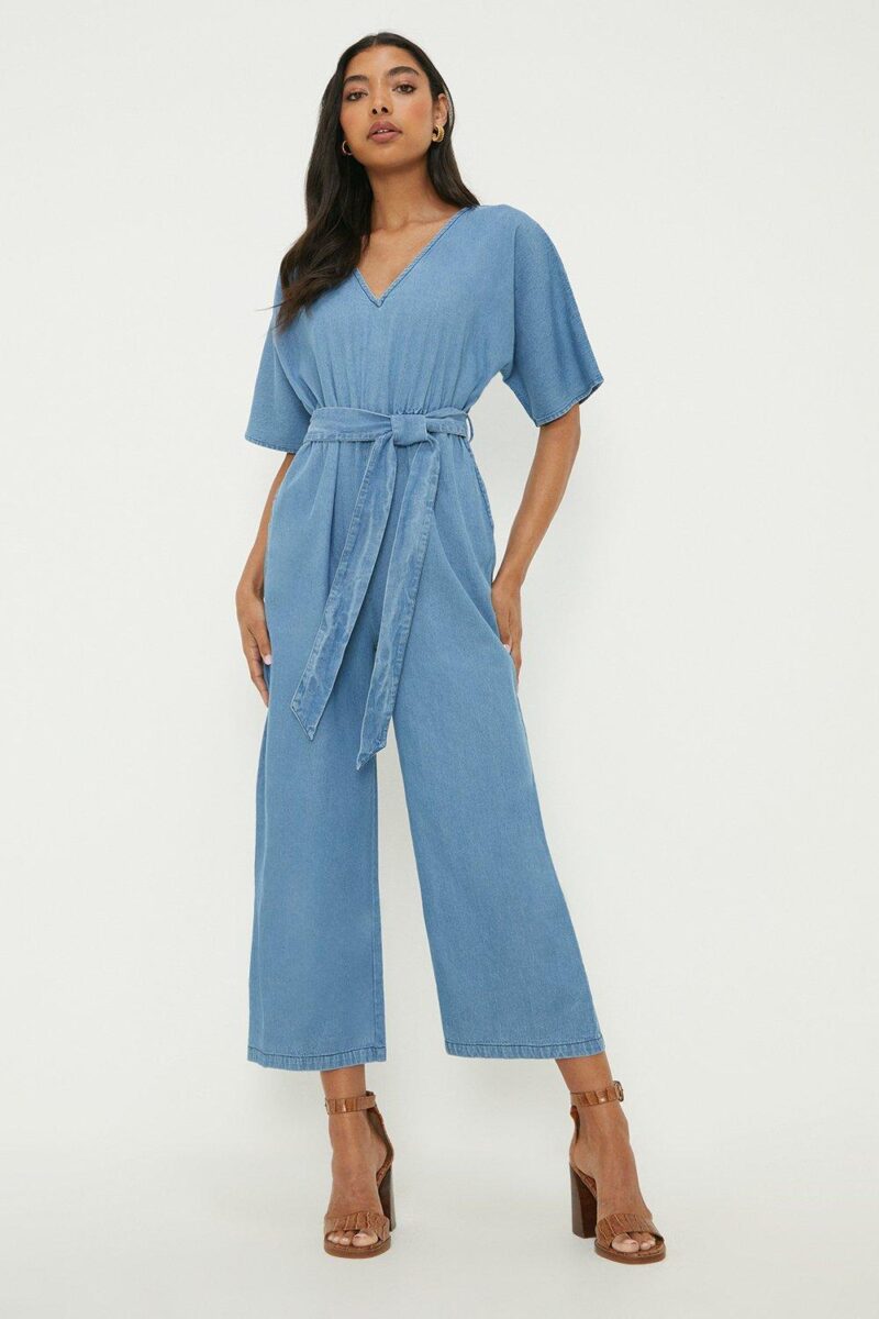 Dorothy Perkins Womens Denim Angel Sleeve Jumpsuit by Dorothy Perkins UK GBP10.00 - Grab Your Coat!