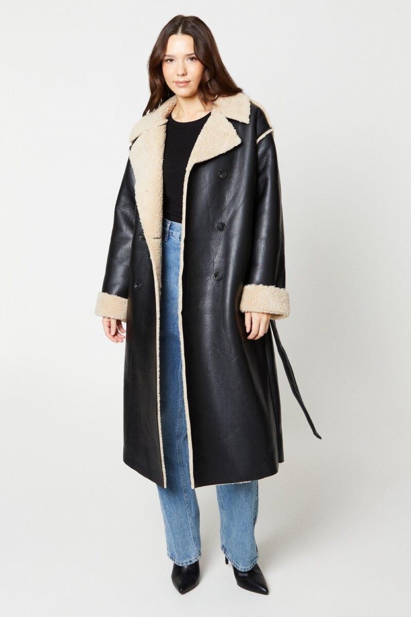 Dorothy Perkins Womens Longline Shearling Aviator Coat by Dorothy Perkins UK GBP47.50 - Grab Your Coat!