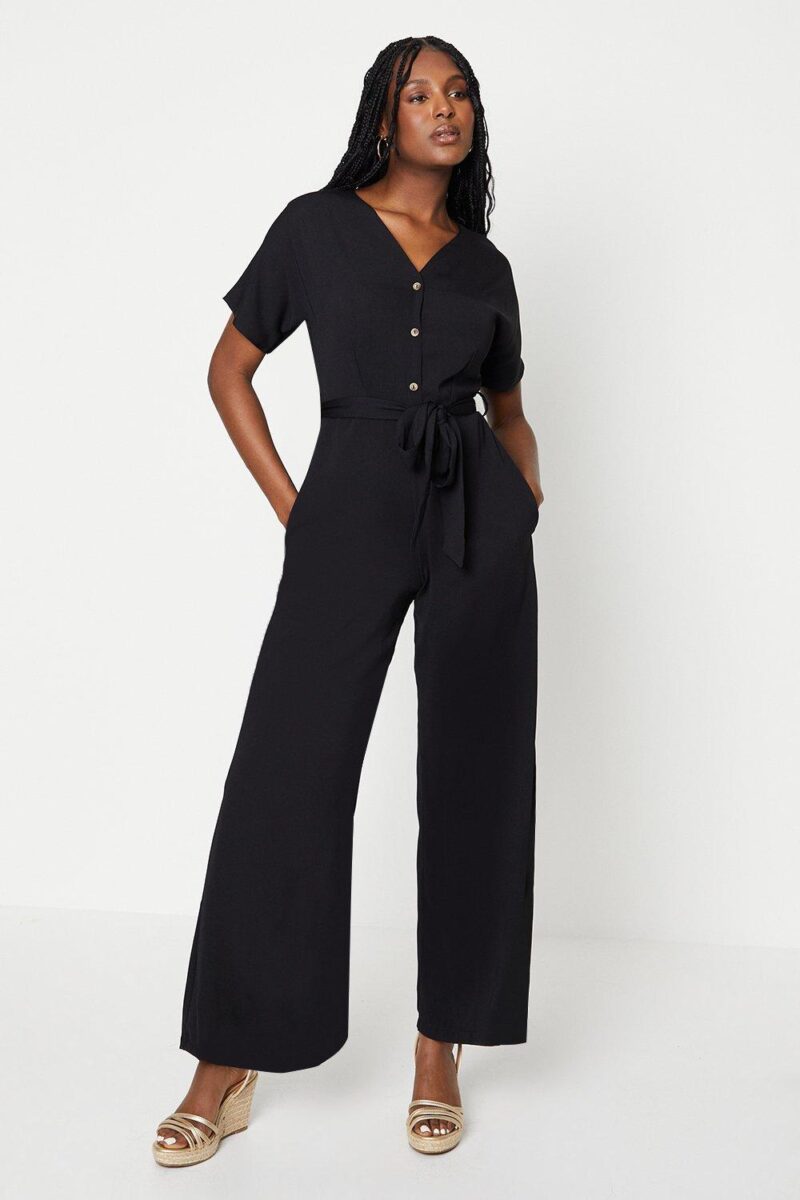 Dorothy Perkins Womens Tie Waist Jumpsuit by Dorothy Perkins UK GBP49.00 - Grab Your Coat!