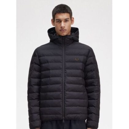 Fred Perry Mens Black Hooded Insulated Jacket by Designer Wear GBP109 - Grab Your Coat!
