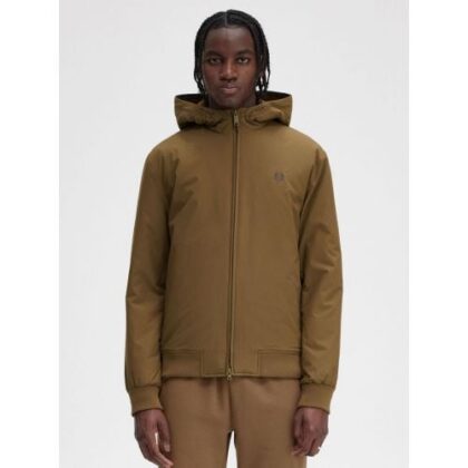 Fred Perry Mens Shaded Stone Hooded Padded Brentham Jacket by Designer Wear GBP105 - Grab Your Coat!
