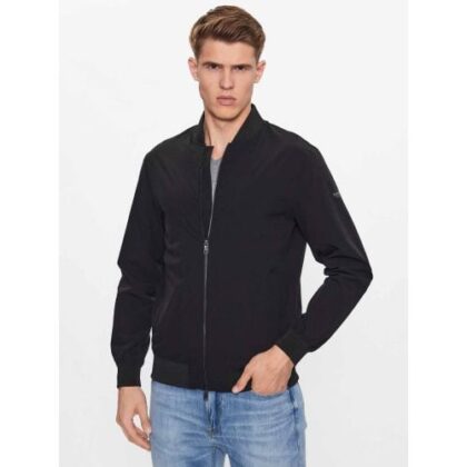 GUESS Mens Jet Black Technical Bomber Jacket by Designer Wear GBP80 - Grab Your Coat!