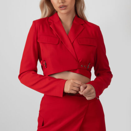 Kaiia Buckle Detail Cropped Blazer Red UK 14 by Kaiia the Label GBP35.00 - Grab Your Coat!
