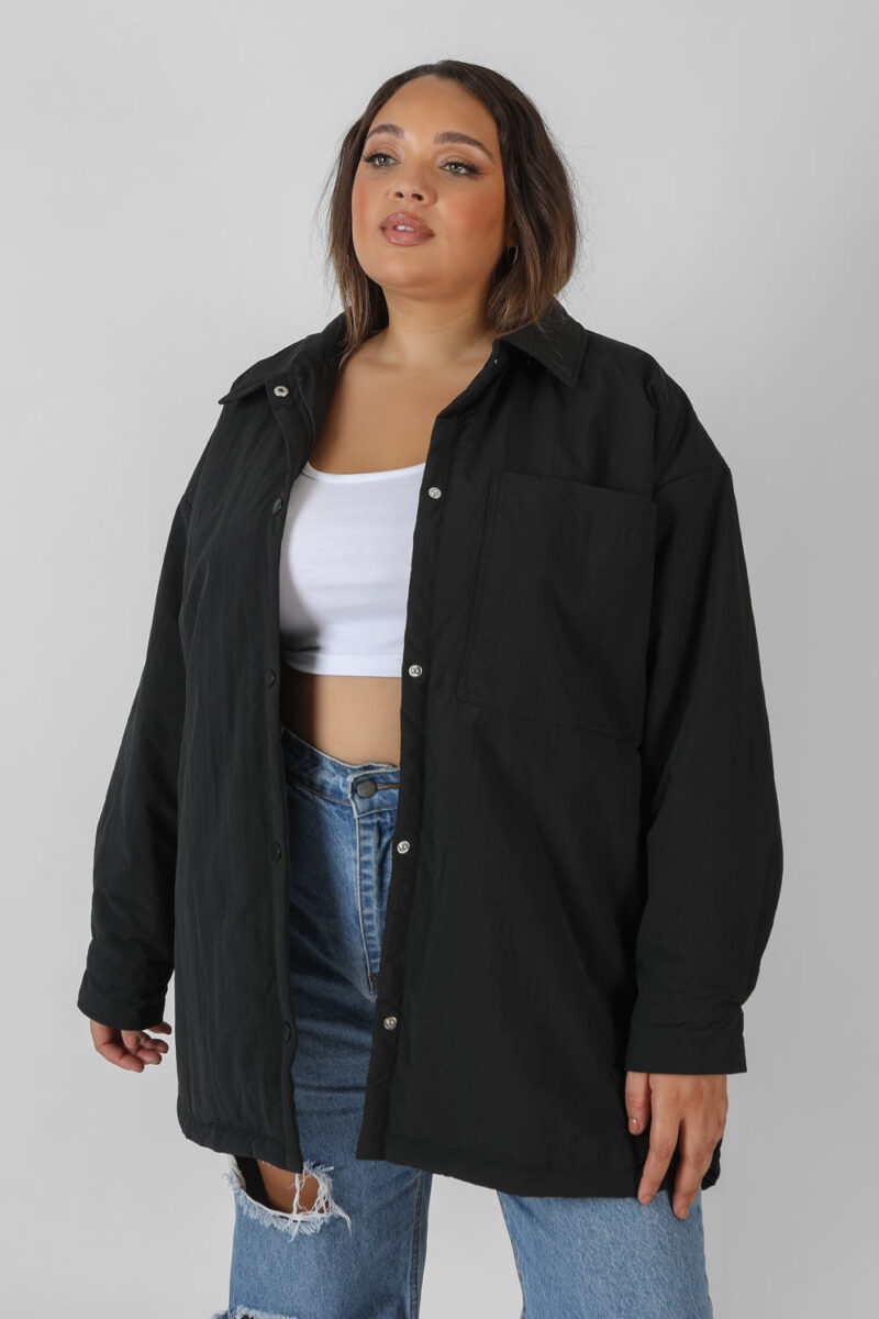 Kaiia Curve Padded Oversized Shacket Black UK 20-22 by Kaiia the Label GBP45.00 - Grab Your Coat!