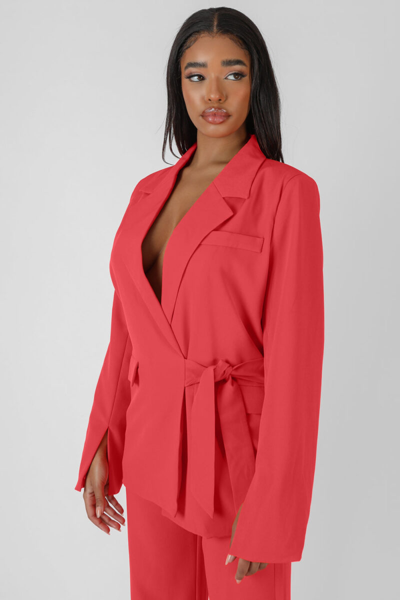 Kaiia Wrap Waist Blazer Coral UK 14 by Kaiia the Label GBP45.00 - Grab Your Coat!