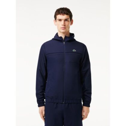 Lacoste Mens Navy Blue Hooded Sport Jacket by Designer Wear GBP103 - Grab Your Coat!