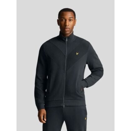 Lyle and Scott Mens Black Ice Chevron Zip Through Track Jacket by Designer Wear GBP70 - Grab Your Coat!