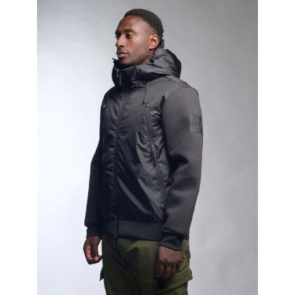 Outhere Mens Black Ripstop Barrel Knit Jacket by Designer Wear GBP229 - Grab Your Coat!