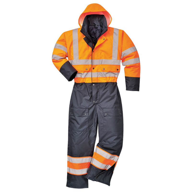 Oxford Weave 300D Class 3 Hi Vis Contrast Overall Orange / Navy S by Tooled Up GBP66.95 - Grab Your Coat!