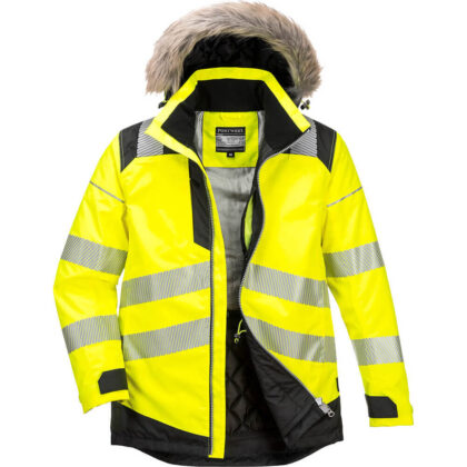 Oxford Weave 300D Class 3 PW3 Hi Vis Winter Parka Jacket Yellow / Black 3XL by Tooled Up GBP88.95 - Grab Your Coat!