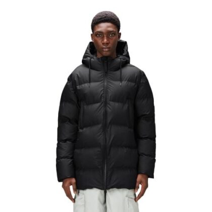 Rains Mens Black Alta Puffer Parka Jacket by Designer Wear GBP249 - Grab Your Coat!