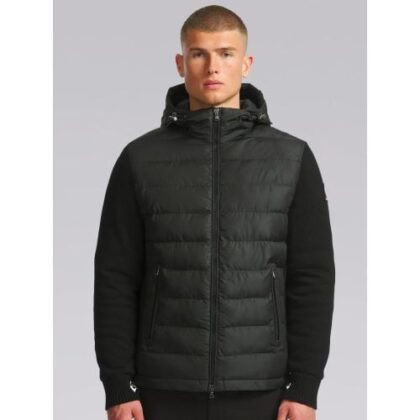 Sandbanks Mens Black Hybrid Knit Jacket by Designer Wear GBP415 - Grab Your Coat!