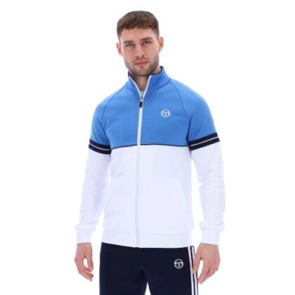 Sergio Tacchini Mens Palace Blue White Orion Track Jacket by Designer Wear GBP52 - Grab Your Coat!