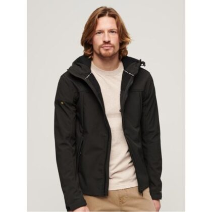 Superdry Mens Black Hooded Soft Shell Trekker Jacket by Designer Wear GBP63 - Grab Your Coat!