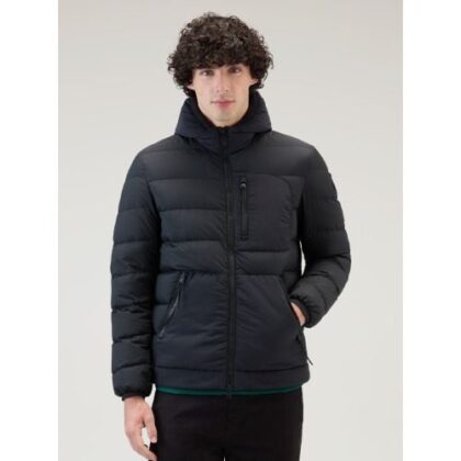 Woolrich Mens Black Lobster Crinkle Down Hybrid Jacket by Designer Wear GBP345 - Grab Your Coat!